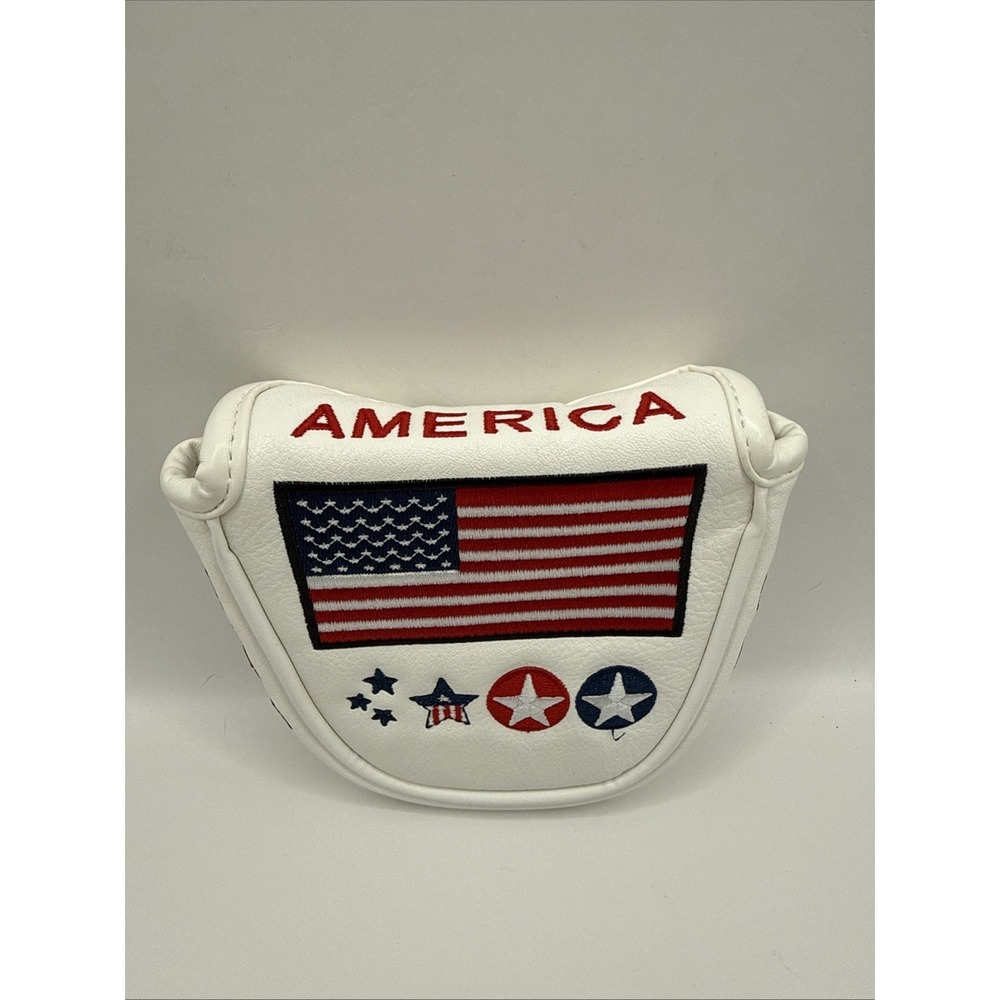 USA American Flag Red White Blue Mallet Putter Cover Crest Golf
